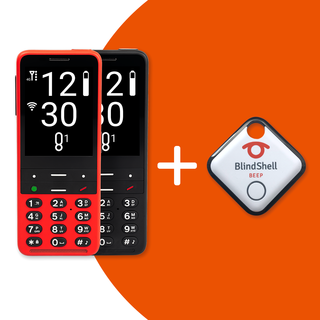 Bildtext: BlindShell Tastentelefon rot und schwarz