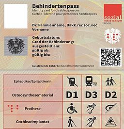 Bildtext: Behindertenpass Scheckkartenformat.