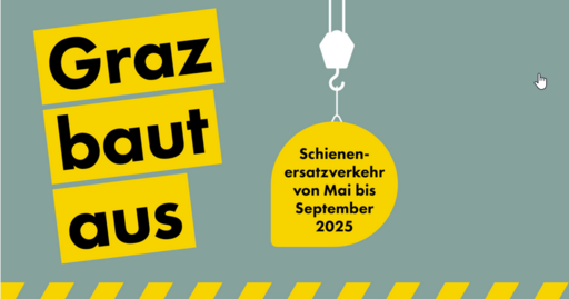 Bildtext: Logo der Holding Graz Linien "Graz baut aus".