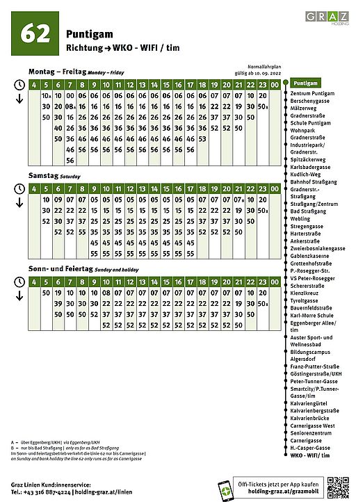 Bildtext: Fahrplan am Beispiel der Linie 62 im neuen inklusiven Design.
