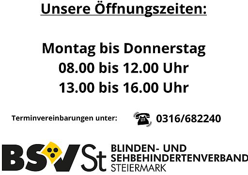 Bildtext: Öffnungszeiten BSVSt.