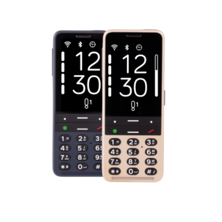 Bildtext: BlindShell Classic 3 (links in ozeanblau, recht in sandgold).