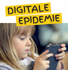 Bildtext: Titelbild des Folders mit Mädchen mit Smartphone.